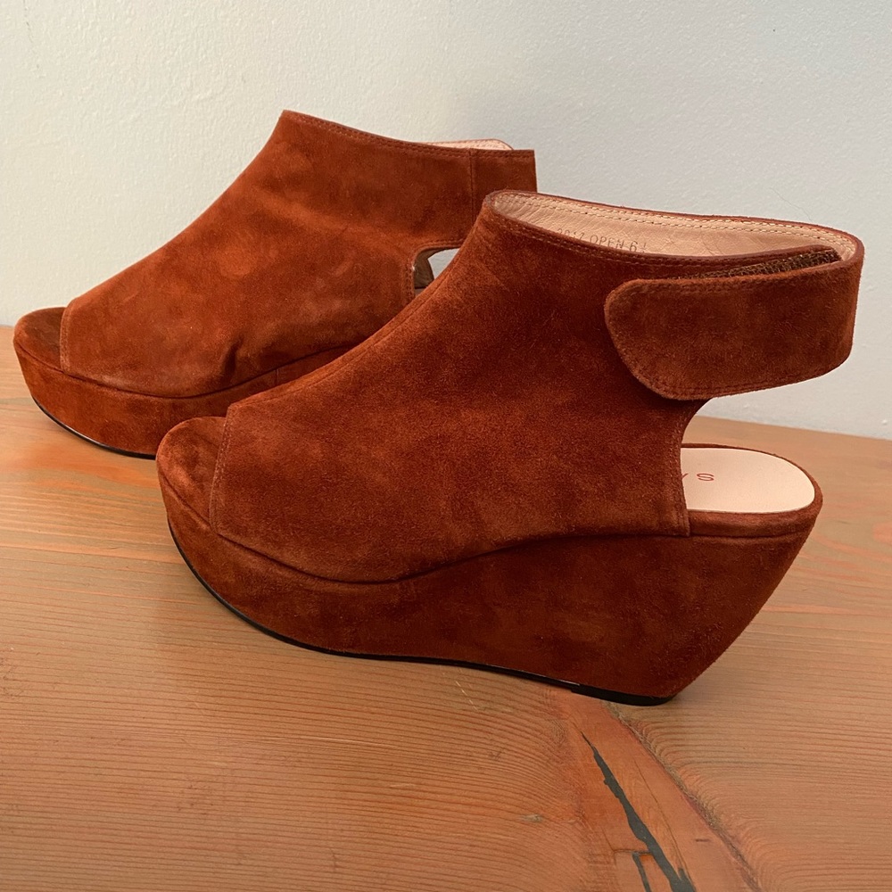 Sacha London suede open-toe wedge heels (NWOT)
